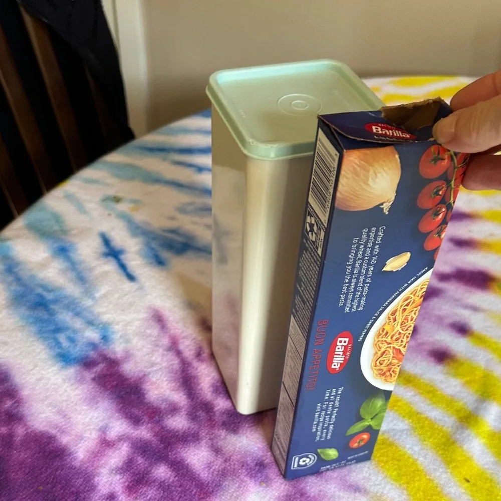 Tupperware Vintage Pasta Container with Light Blue Lid